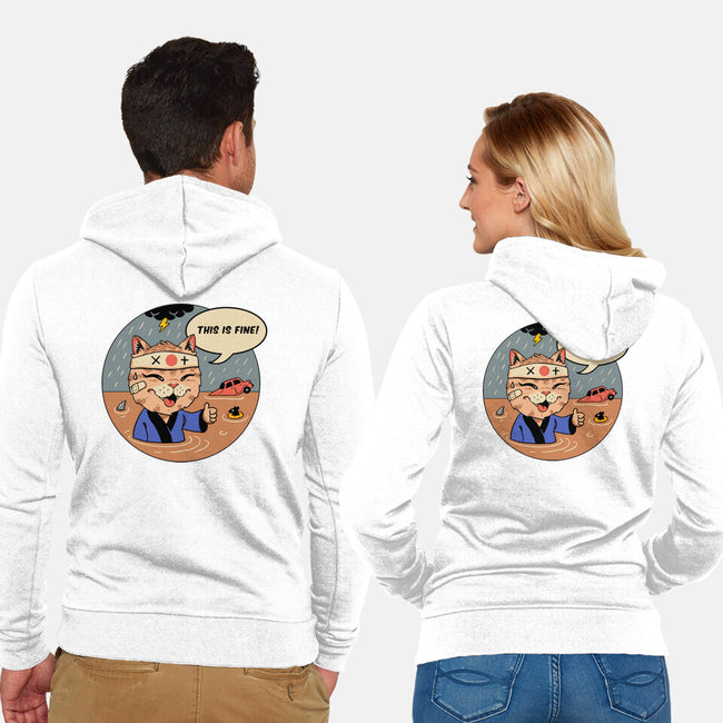 This Is Fine Meowster-Unisex-Zip-Up-Sweatshirt-vp021