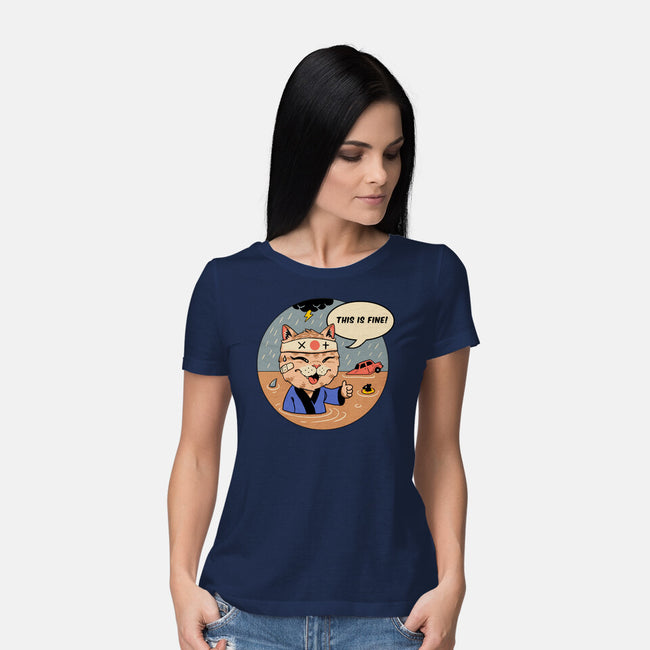 This Is Fine Meowster-Womens-Basic-Tee-vp021