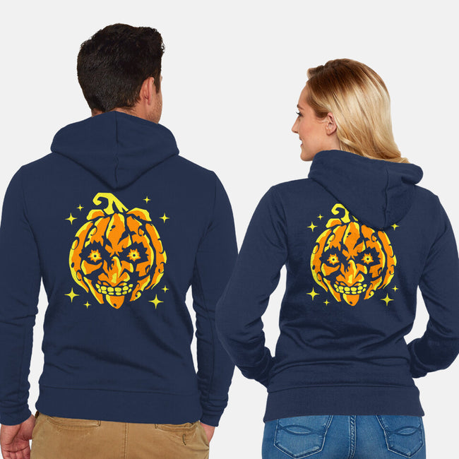 Moon Pumpkin-Unisex-Zip-Up-Sweatshirt-GoblinTengu