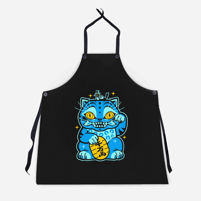 Blue Lucky Tiger-Unisex-Kitchen-Apron-GoblinTengu