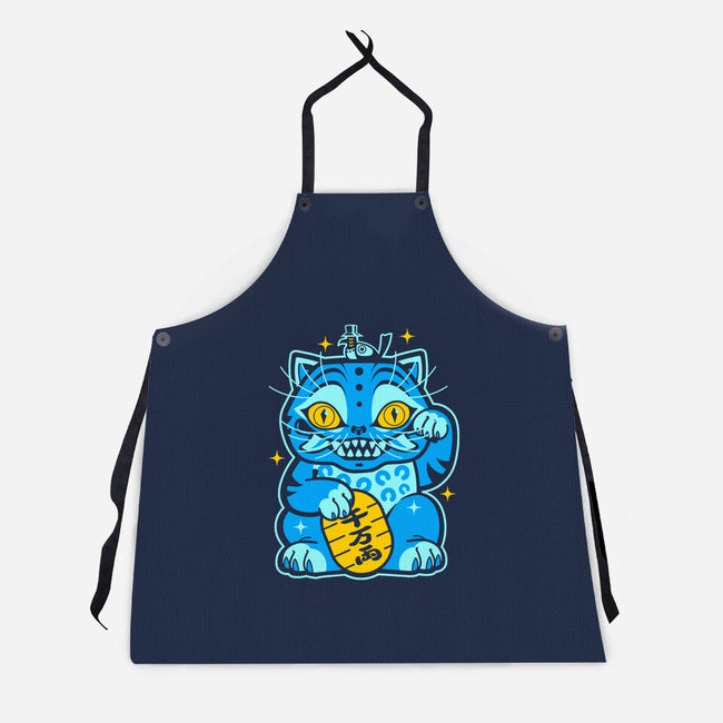 Blue Lucky Tiger-Unisex-Kitchen-Apron-GoblinTengu