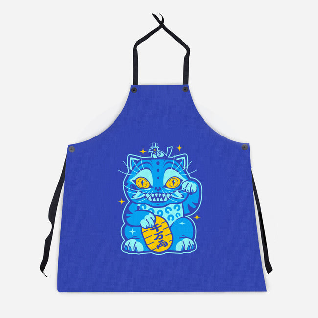 Blue Lucky Tiger-Unisex-Kitchen-Apron-GoblinTengu