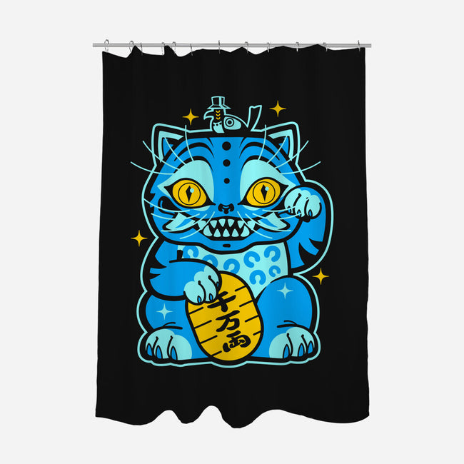 Blue Lucky Tiger-None-Polyester-Shower Curtain-GoblinTengu