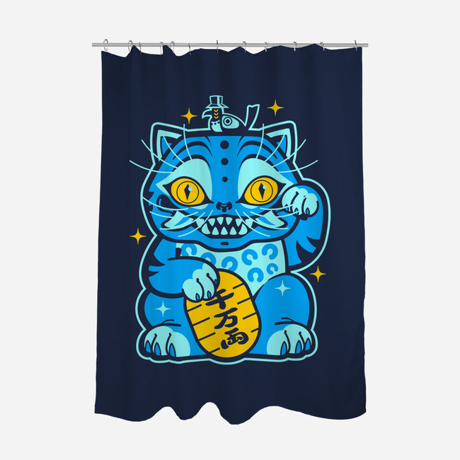 Blue Lucky Tiger-None-Polyester-Shower Curtain-GoblinTengu