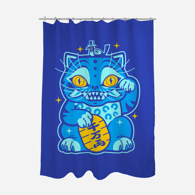 Blue Lucky Tiger-None-Polyester-Shower Curtain-GoblinTengu