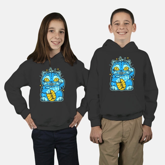 Blue Lucky Tiger-Youth-Pullover-Sweatshirt-GoblinTengu