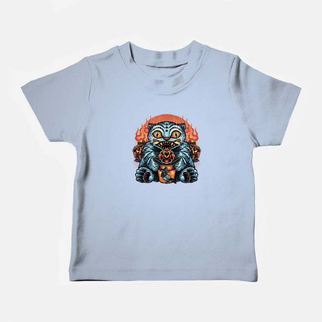 Blue Tiger Red Flame-Baby-Basic-Tee-glitchygorilla
