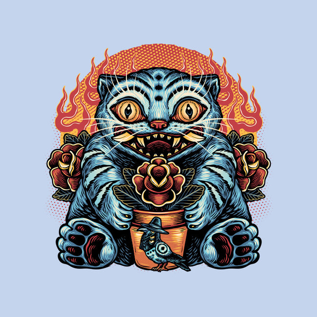 Blue Tiger Red Flame-None-Polyester-Shower Curtain-glitchygorilla