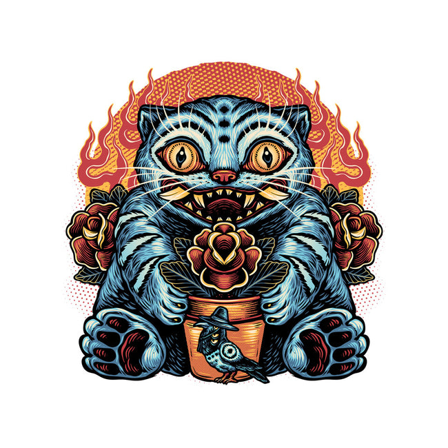 Blue Tiger Red Flame-None-Fleece-Blanket-glitchygorilla