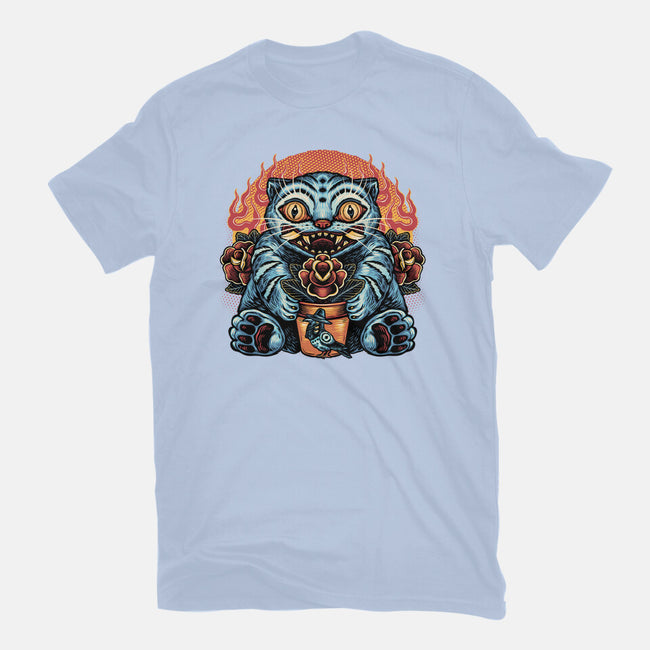 Blue Tiger Red Flame-Mens-Basic-Tee-glitchygorilla
