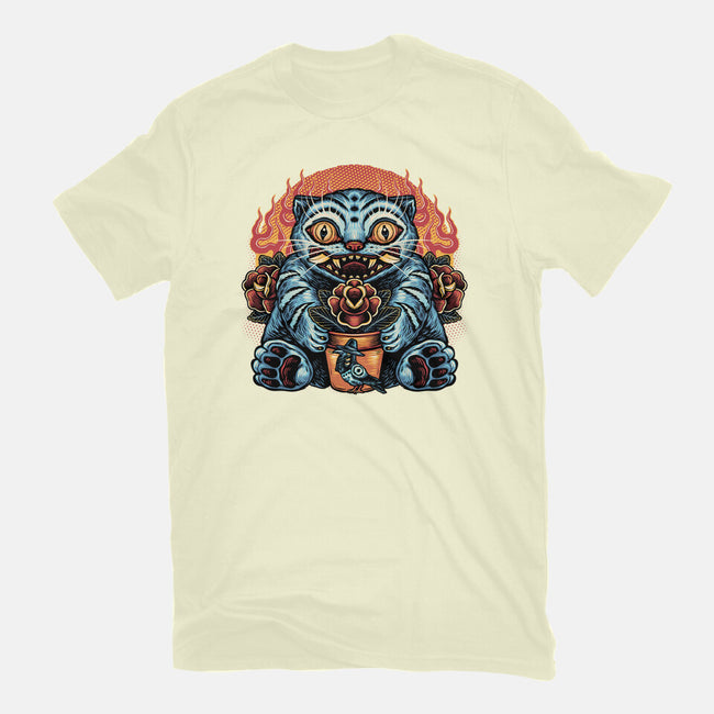 Blue Tiger Red Flame-Mens-Basic-Tee-glitchygorilla