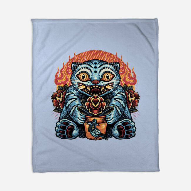 Blue Tiger Red Flame-None-Fleece-Blanket-glitchygorilla
