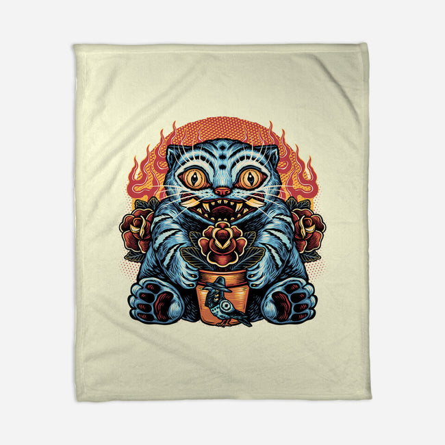 Blue Tiger Red Flame-None-Fleece-Blanket-glitchygorilla