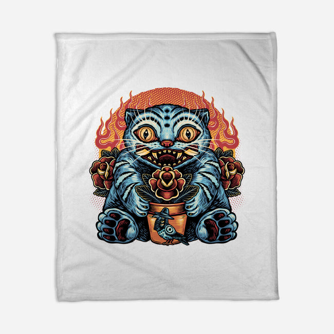 Blue Tiger Red Flame-None-Fleece-Blanket-glitchygorilla
