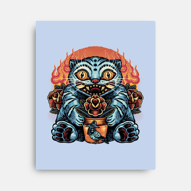 Blue Tiger Red Flame-None-Stretched-Canvas-glitchygorilla