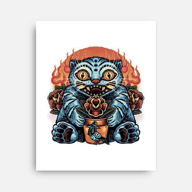 Blue Tiger Red Flame-None-Stretched-Canvas-glitchygorilla