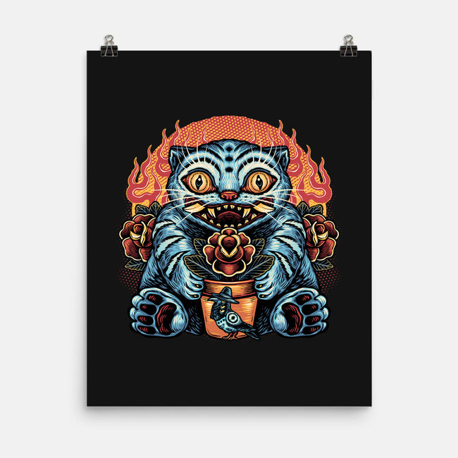 Blue Tiger Red Flame-None-Matte-Poster-glitchygorilla