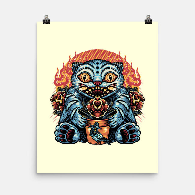 Blue Tiger Red Flame-None-Matte-Poster-glitchygorilla