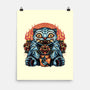 Blue Tiger Red Flame-None-Matte-Poster-glitchygorilla