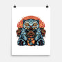 Blue Tiger Red Flame-None-Matte-Poster-glitchygorilla