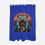 Blue Tiger Red Flame-None-Polyester-Shower Curtain-glitchygorilla