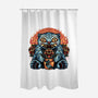Blue Tiger Red Flame-None-Polyester-Shower Curtain-glitchygorilla