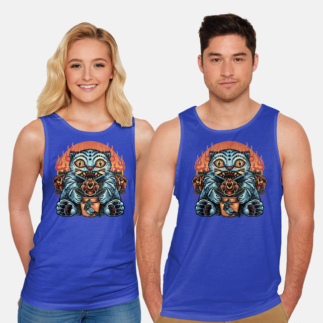 Blue Tiger Red Flame-Unisex-Basic-Tank-glitchygorilla