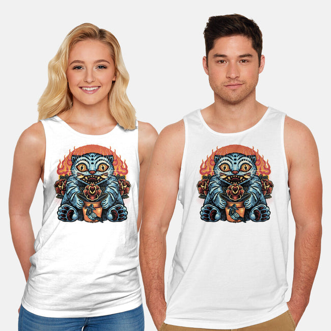 Blue Tiger Red Flame-Unisex-Basic-Tank-glitchygorilla
