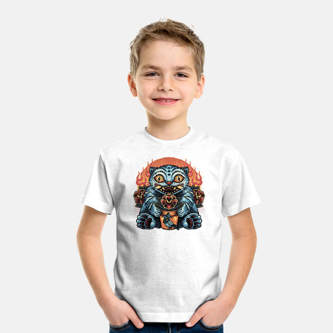 Blue Tiger Red Flame-Youth-Basic-Tee-glitchygorilla