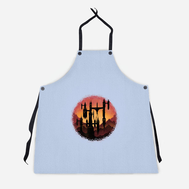 Castle Sunset-Unisex-Kitchen-Apron-glitchygorilla