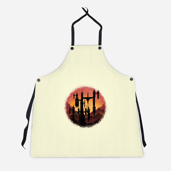 Castle Sunset-Unisex-Kitchen-Apron-glitchygorilla