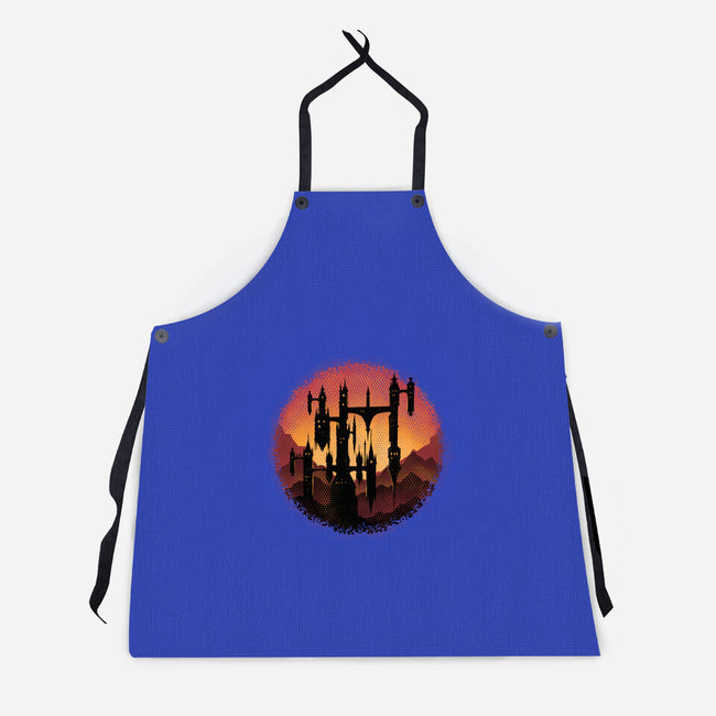 Castle Sunset-Unisex-Kitchen-Apron-glitchygorilla