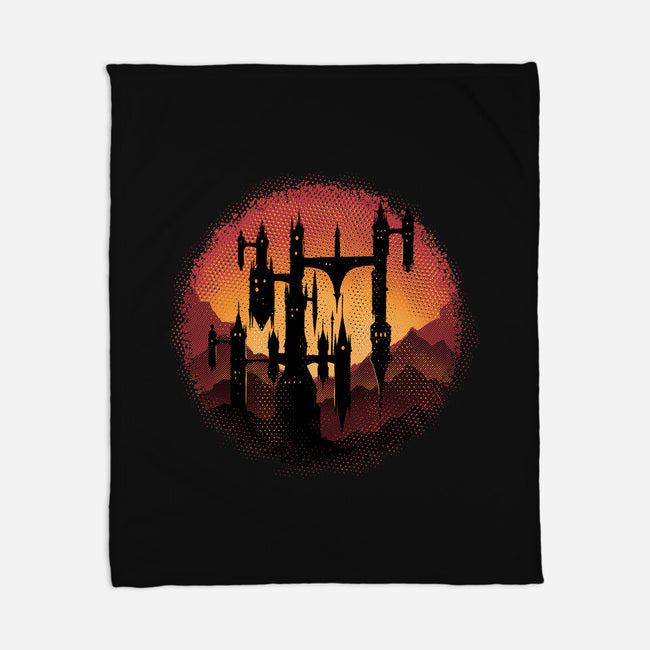 Castle Sunset-None-Fleece-Blanket-glitchygorilla