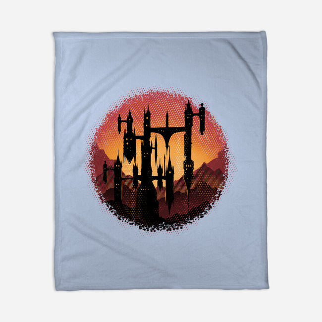 Castle Sunset-None-Fleece-Blanket-glitchygorilla