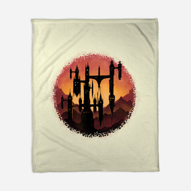 Castle Sunset-None-Fleece-Blanket-glitchygorilla