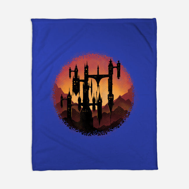 Castle Sunset-None-Fleece-Blanket-glitchygorilla