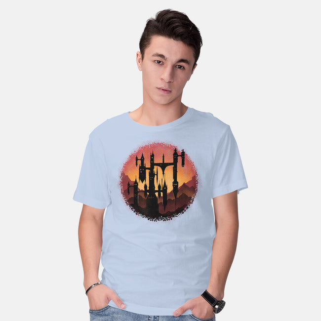 Castle Sunset-Mens-Basic-Tee-glitchygorilla