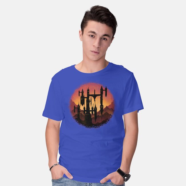 Castle Sunset-Mens-Basic-Tee-glitchygorilla