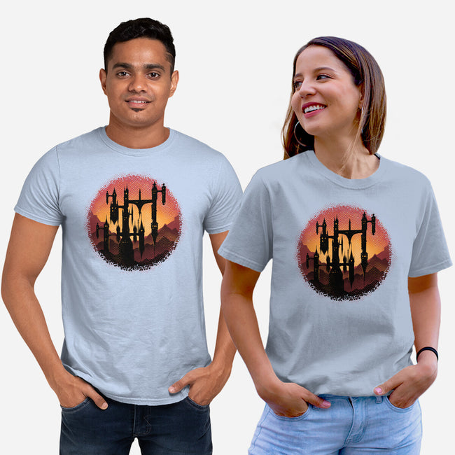 Castle Sunset-Unisex-Basic-Tee-glitchygorilla