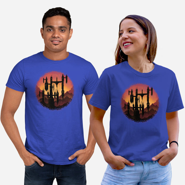 Castle Sunset-Unisex-Basic-Tee-glitchygorilla