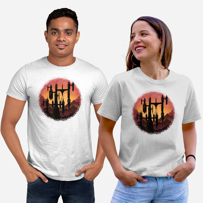 Castle Sunset-Unisex-Basic-Tee-glitchygorilla