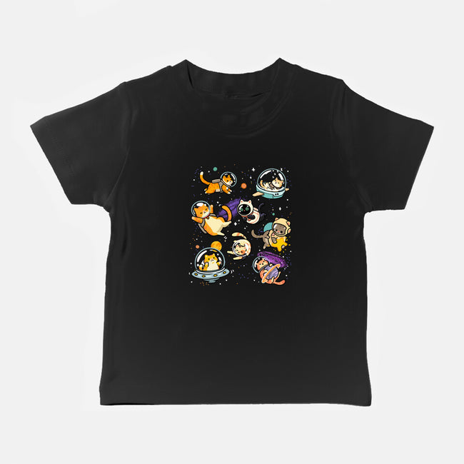 Space Cat Family-Baby-Basic-Tee-GoshWow