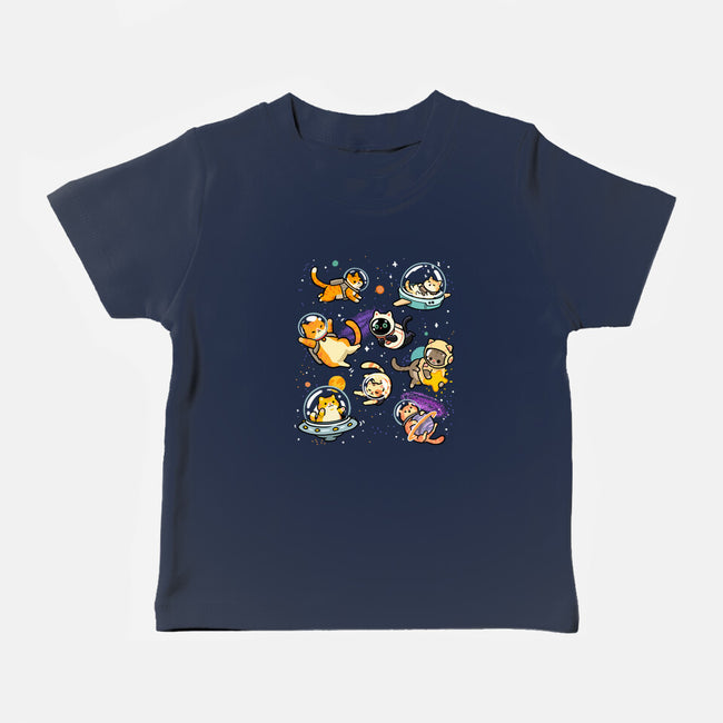 Space Cat Family-Baby-Basic-Tee-GoshWow