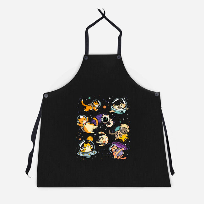 Space Cat Family-Unisex-Kitchen-Apron-GoshWow