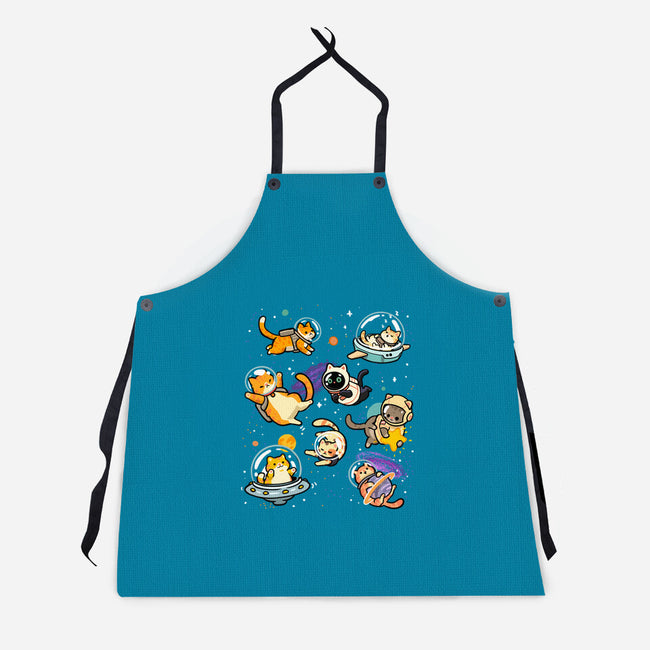 Space Cat Family-Unisex-Kitchen-Apron-GoshWow