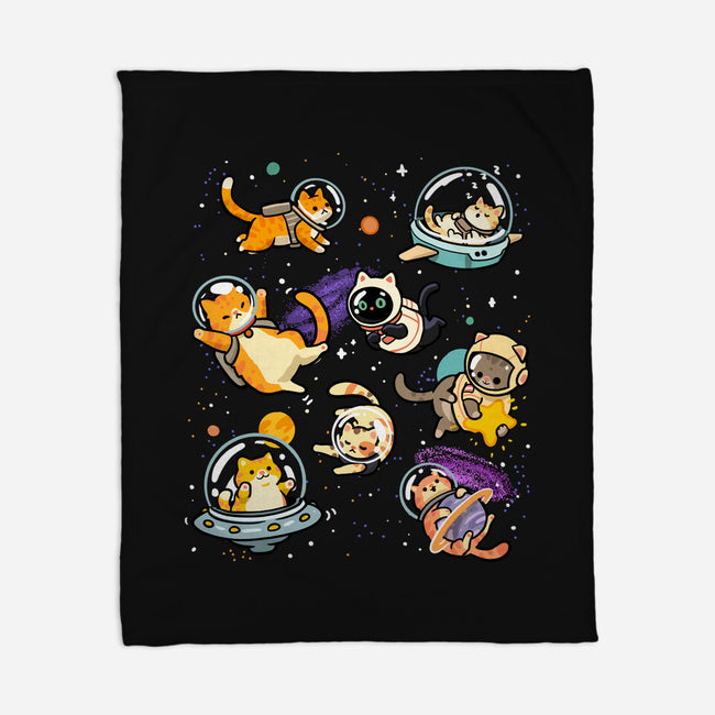 Space Cat Family-None-Fleece-Blanket-GoshWow