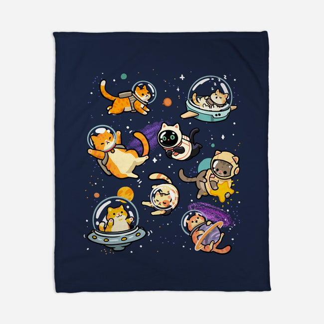 Space Cat Family-None-Fleece-Blanket-GoshWow