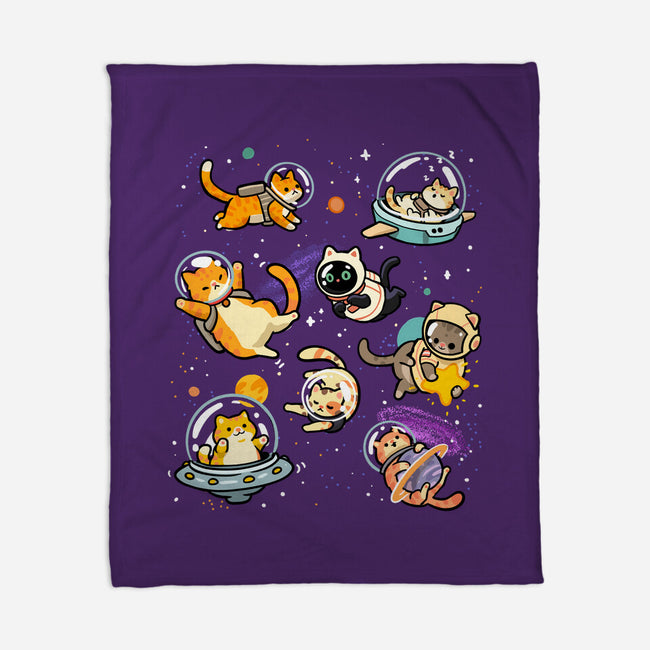 Space Cat Family-None-Fleece-Blanket-GoshWow