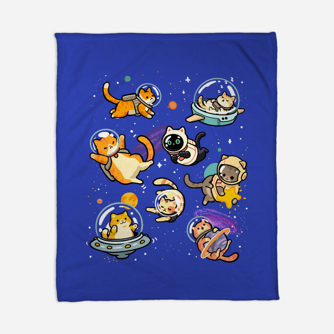 Space Cat Family-None-Fleece-Blanket-GoshWow