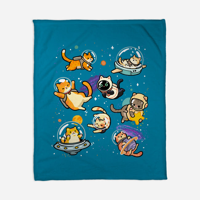 Space Cat Family-None-Fleece-Blanket-GoshWow